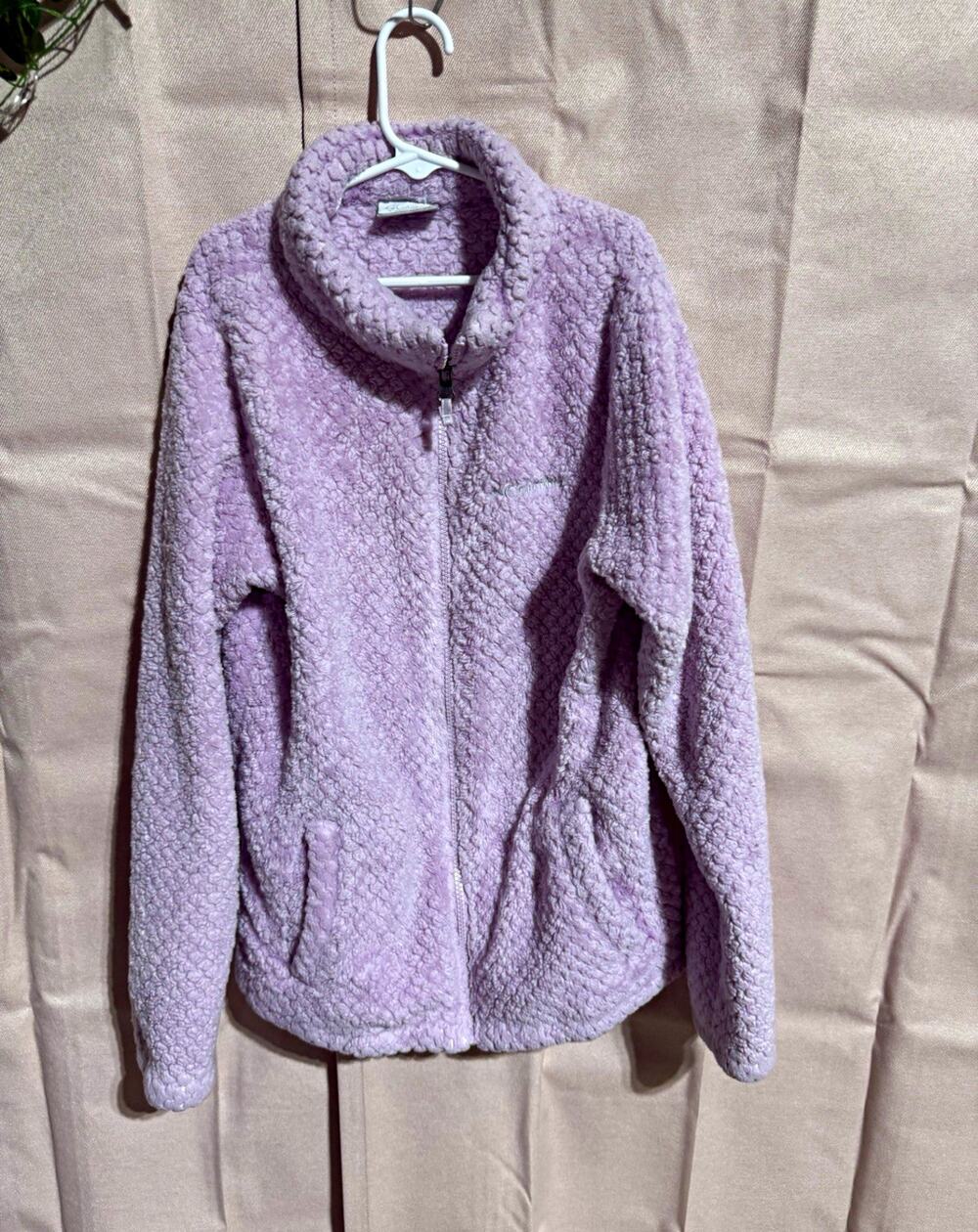 Columbia girls L Purple Full Zip Fleece Jacket Pockets Outdoor Casual